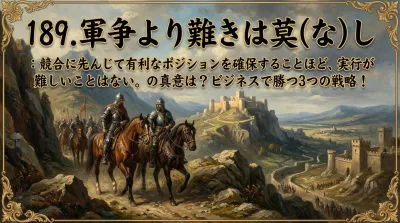 189.軍争より難きは莫（な）し ：競合に先んじて有利なポジションを確保することほど、実行が難しいことはない。の真意は？ビジネスで勝つ3つの戦略！