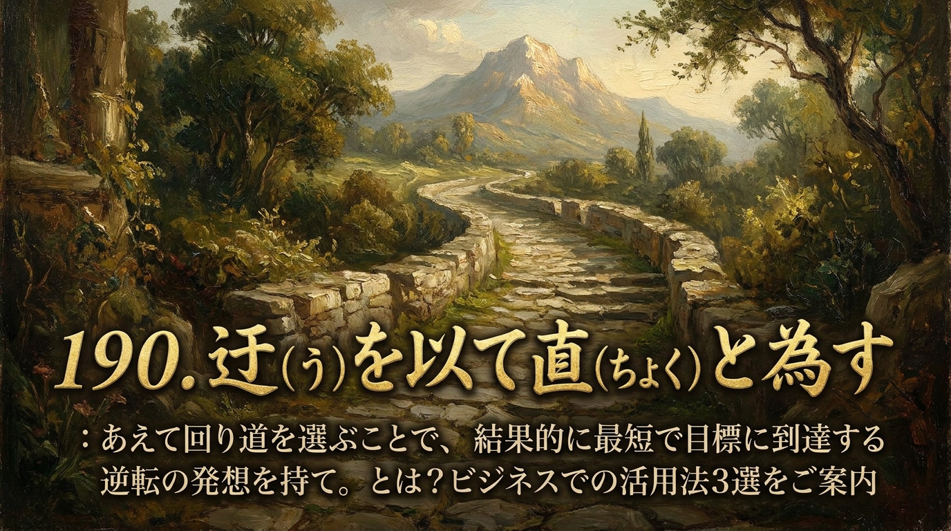 190.迂(う)を以て直(ちょく)と為す :あえて回り道を選ぶことで、結果的に最短で目標に到達する逆転の発想を持て。とは?ビジネスでの活用法3選をご案内