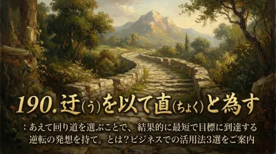 190.迂（う）を以て直（ちょく）と為す ：あえて回り道を選ぶことで、結果的に最短で目標に到達する逆転の発想を持て。とは？ビジネスでの活用法3選をご案内