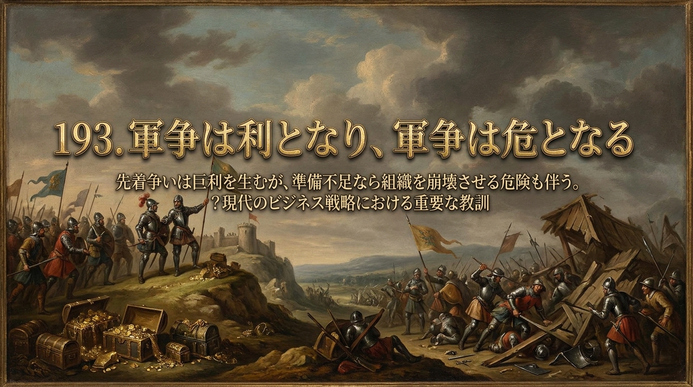 193.軍争は利となり、軍争は危となる :先着争いは巨利を生むが、準備不足なら組織を崩壊させる危険も伴う。?現代のビジネス戦略における重要な教訓