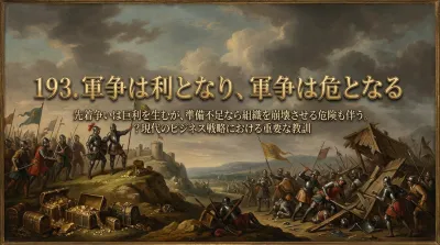 193.軍争は利となり、軍争は危となる ：先着争いは巨利を生むが、準備不足なら組織を崩壊させる危険も伴う。？現代のビジネス戦略における重要な教訓