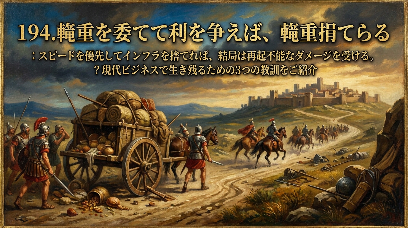 194.輜重(しちょう)を委(す)てて利を争えば、輜重捐(す)てらる :スピードを優先してインフラを捨てれば、結局は再起不能なダメージを受ける。?現代ビジネスで生き残るための3つの教訓をご紹介