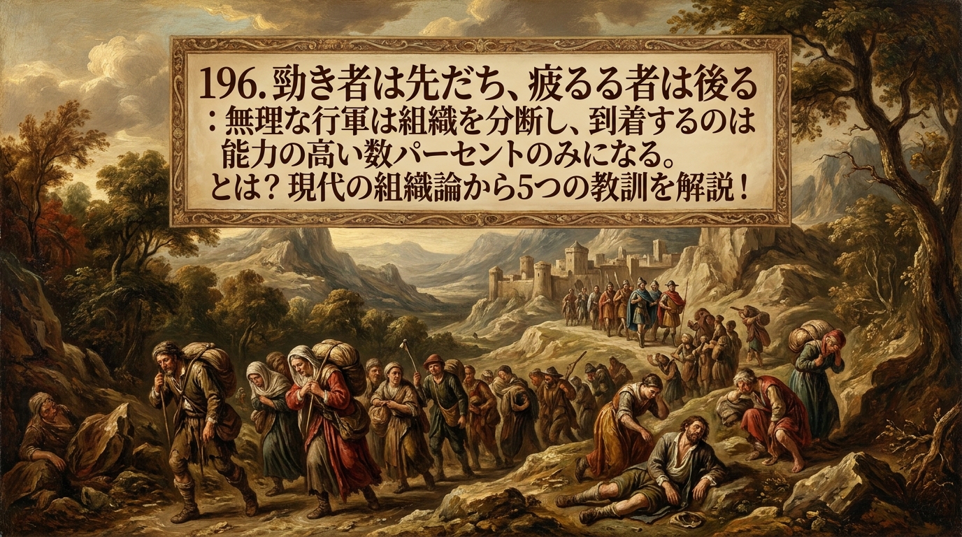 196.勁(つよ)き者は先だち、疲るる者は後る :無理な行軍は組織を分断し、到着するのは能力の高い数パーセントのみになる。とは?現代の組織論から5つの教訓を解説!