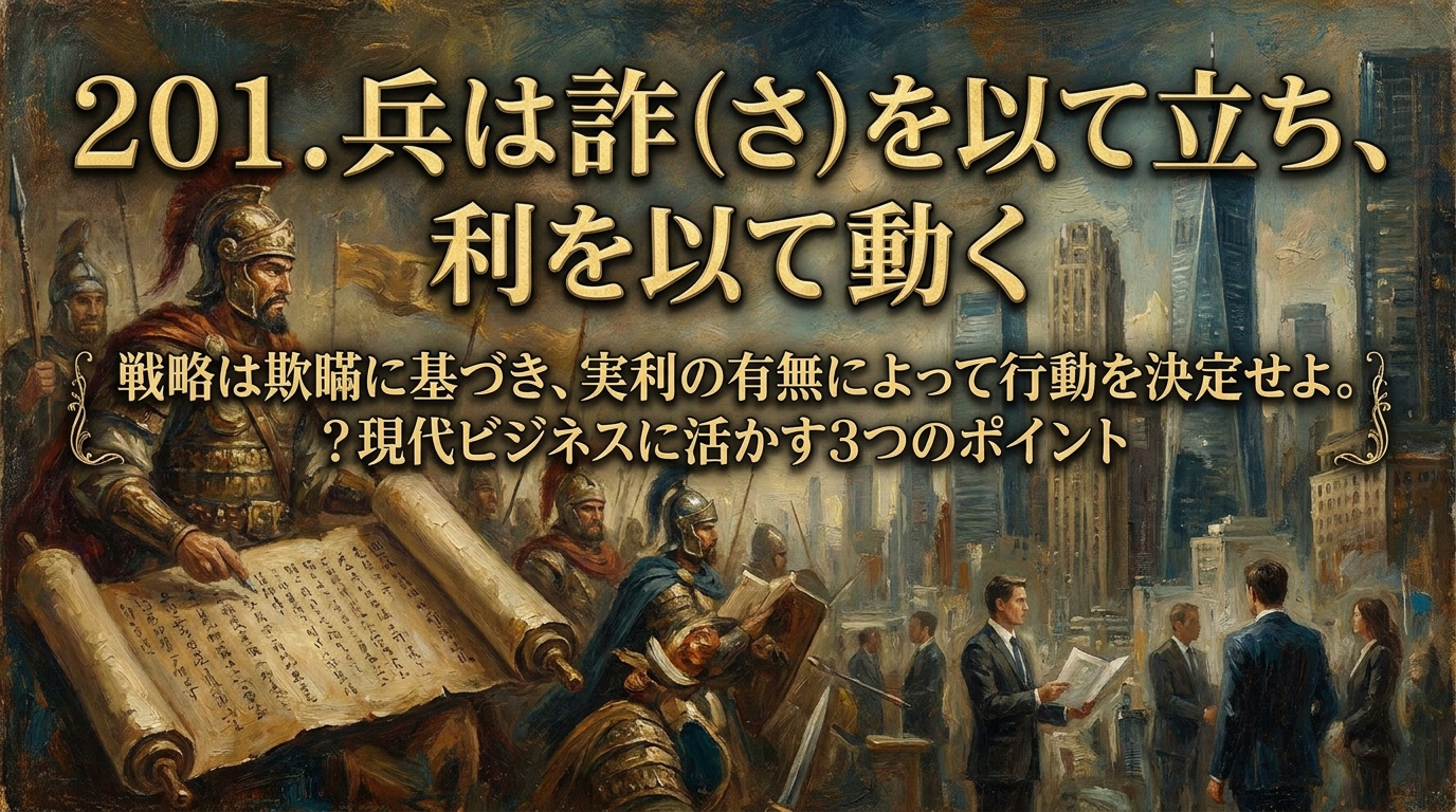 201.兵は詐（さ）を以て立ち、利を以て動く ：戦略は欺瞞に基づき、実利の有無によって行動を決定せよ。？現代ビジネスに活かす3つのポイント