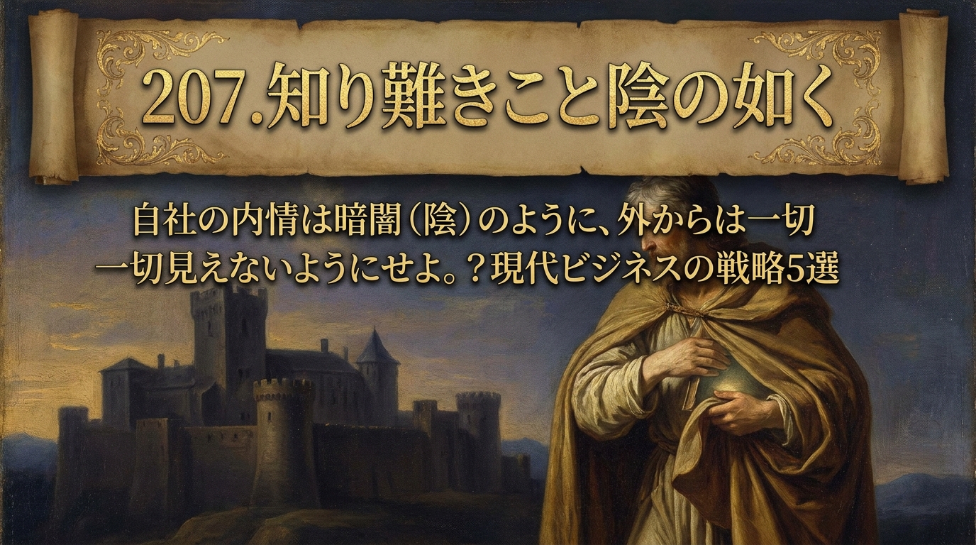 207.知り難きこと陰の如く :自社の内情は暗闇(陰)のように、外からは一切見えないようにせよ。?現代ビジネスの戦略5選