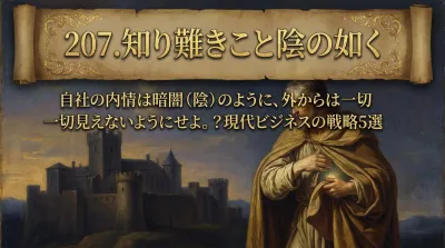 207.知り難きこと陰の如く ：自社の内情は暗闇（陰）のように、外からは一切見えないようにせよ。？現代ビジネスの戦略5選