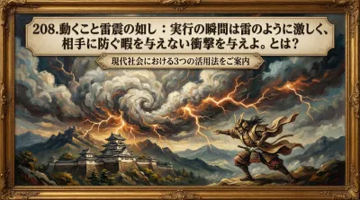 208.動くこと雷震の如し ：実行の瞬間は雷のように激しく、相手に防ぐ暇を与えない衝撃を与えよ。とは？現代社会における3つの活用法をご案内