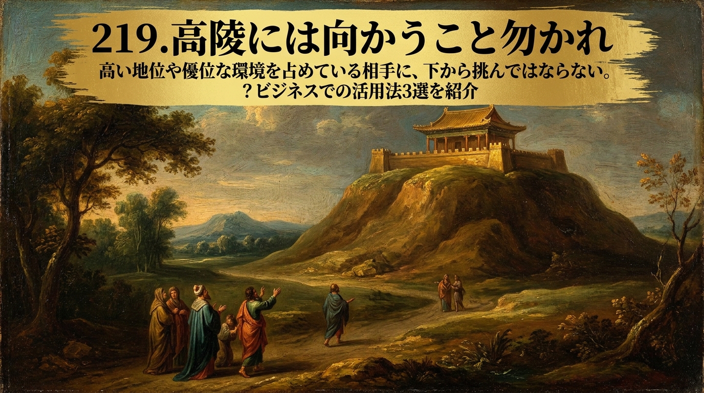 219.高陵には向かうこと勿かれ ：高い地位や優位な環境を占めている相手に、下から挑んではならない。？ビジネスでの活用法3選を紹介