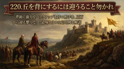 220.丘を背にするには迎うること勿かれ ：背後に強力なバックアップを持つ相手を、正面から迎え撃つな。？意味と3つの応用例を解説