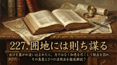 227.囲地には則ち謀る ：出口を塞がれ追い込まれたら、力ではなく知恵を尽くして脱出を図れ。その真意と3つの活用法を徹底解説？