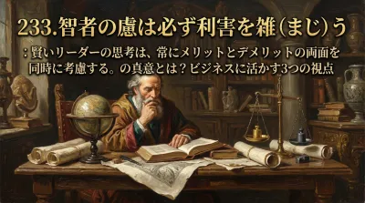 233.智者の慮は必ず利害を雑（まじ）う ：賢いリーダーの思考は、常にメリットとデメリットの両面を同時に考慮する。の真意とは？ビジネスに活かす3つの視点