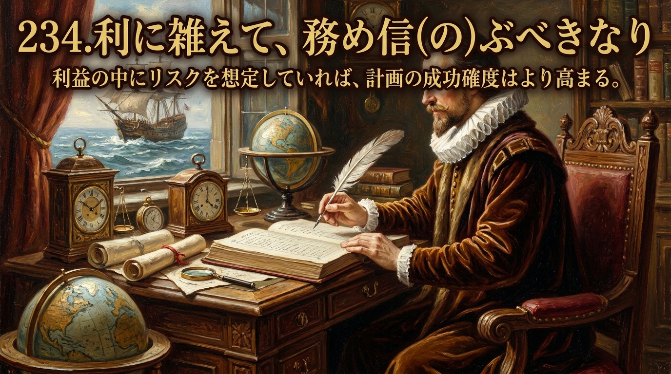 234.利に雑えて、務め信（の）ぶべきなり ：利益の中にリスクを想定していれば、計画の成功確度はより高まる。？現代ビジネスに活かす3つのポイントをご紹介