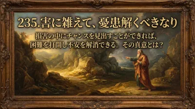 235.害に雑えて、憂患解くべきなり ：損害の中にチャンスを見出すことができれば、困難を打開し不安を解消できる。その真意とは？