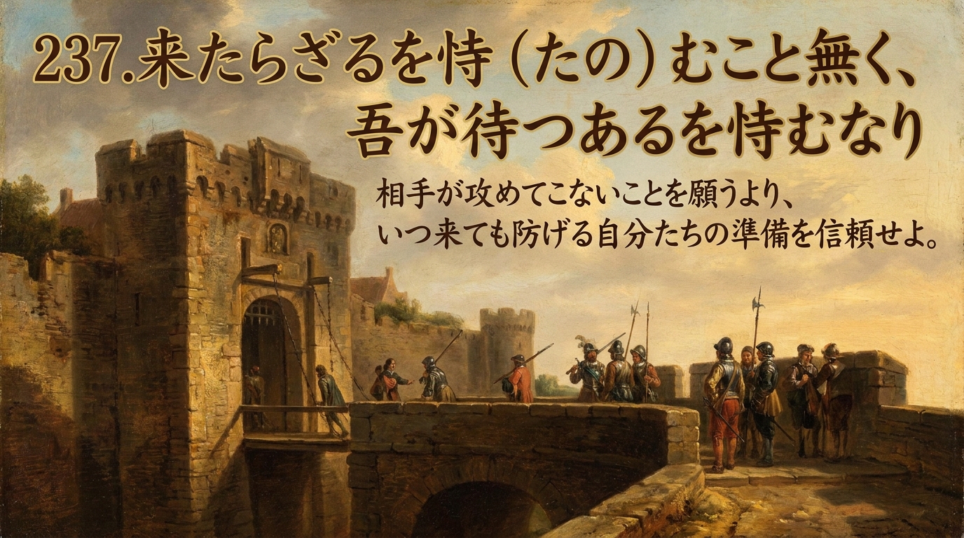 237.来たらざるを恃(たの)むこと無く、吾が待つあるを恃むなり :相手が攻めてこないことを願うより、いつ来ても防げる自分たちの準備を信頼せよ。の意味とは?現代ビジネスへの応用を解説!