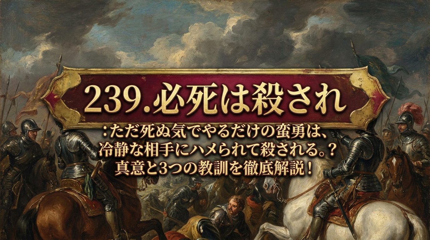 239.必死は殺され ：ただ死ぬ気でやるだけの蛮勇は、冷静な相手にハメられて殺される。？真意と3つの教訓を徹底解説！