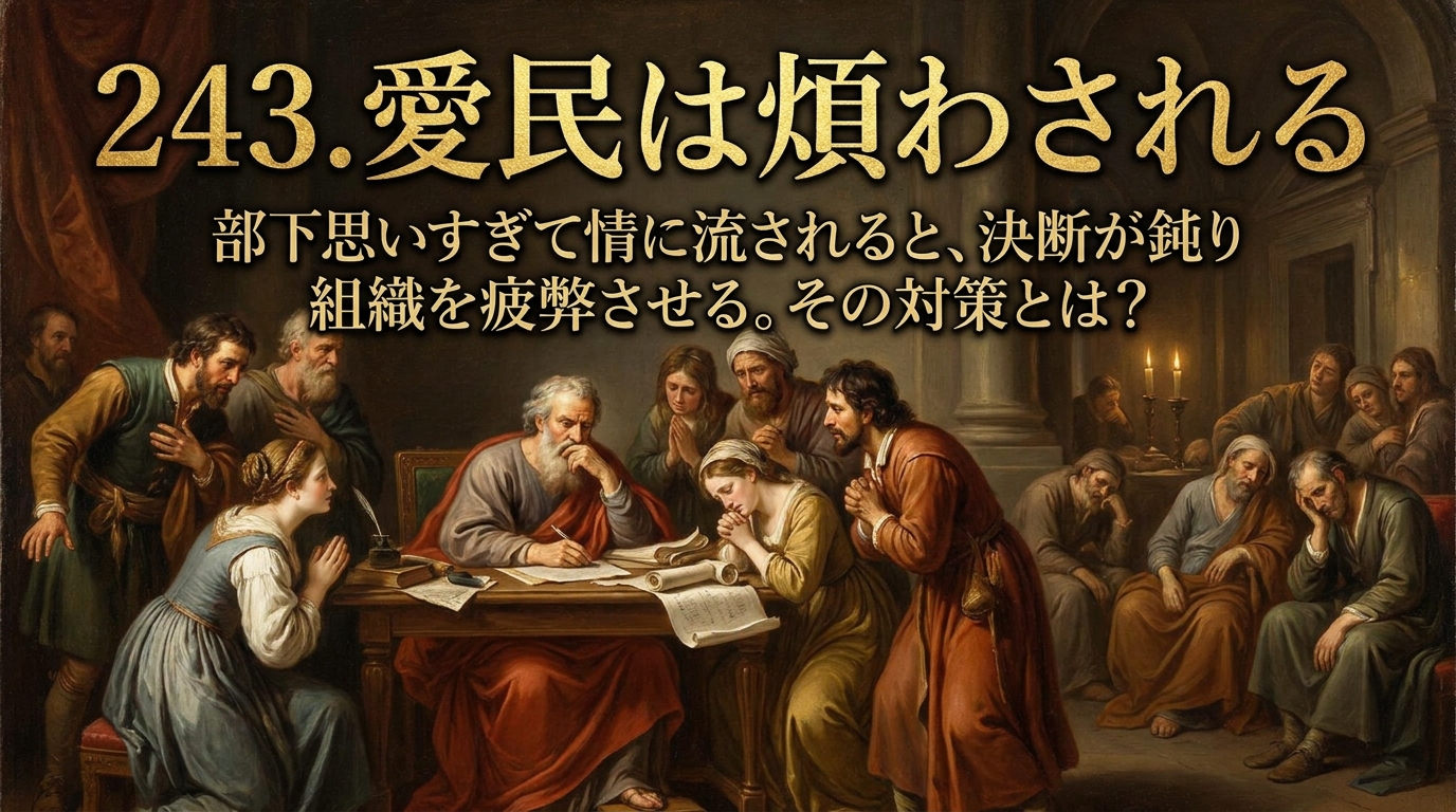 243.愛民は煩わされる :部下思いすぎて情に流されると、決断が鈍り組織を疲弊させる。その対策とは?