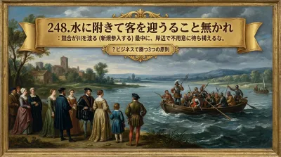 248.水に附きて客を迎うること無かれ ：競合が川を渡る（新規参入する）最中に、岸辺で不用意に待ち構えるな。？ビジネスで勝つ3つの原則
