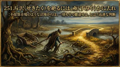 251.斥沢（せきたく）を絶るには、亟（すみや）かに去れ ：不採算市場のような沼地からは、一刻も早く撤退せよ。とは？迅速な判断の理由と具体例を4つ解説